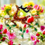Decorative Deer Tealight Holder 3-Candle Christmas Decor Showpiece Statue for Living Room Decor