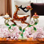 Decorative Deer Tealight Holder 3-Candle Christmas Decor Showpiece Statue for Living Room Decor