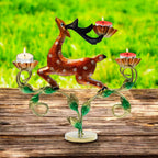 Decorative Deer Tealight Holder 3-Candle Christmas Decor Showpiece Statue for Living Room Decor
