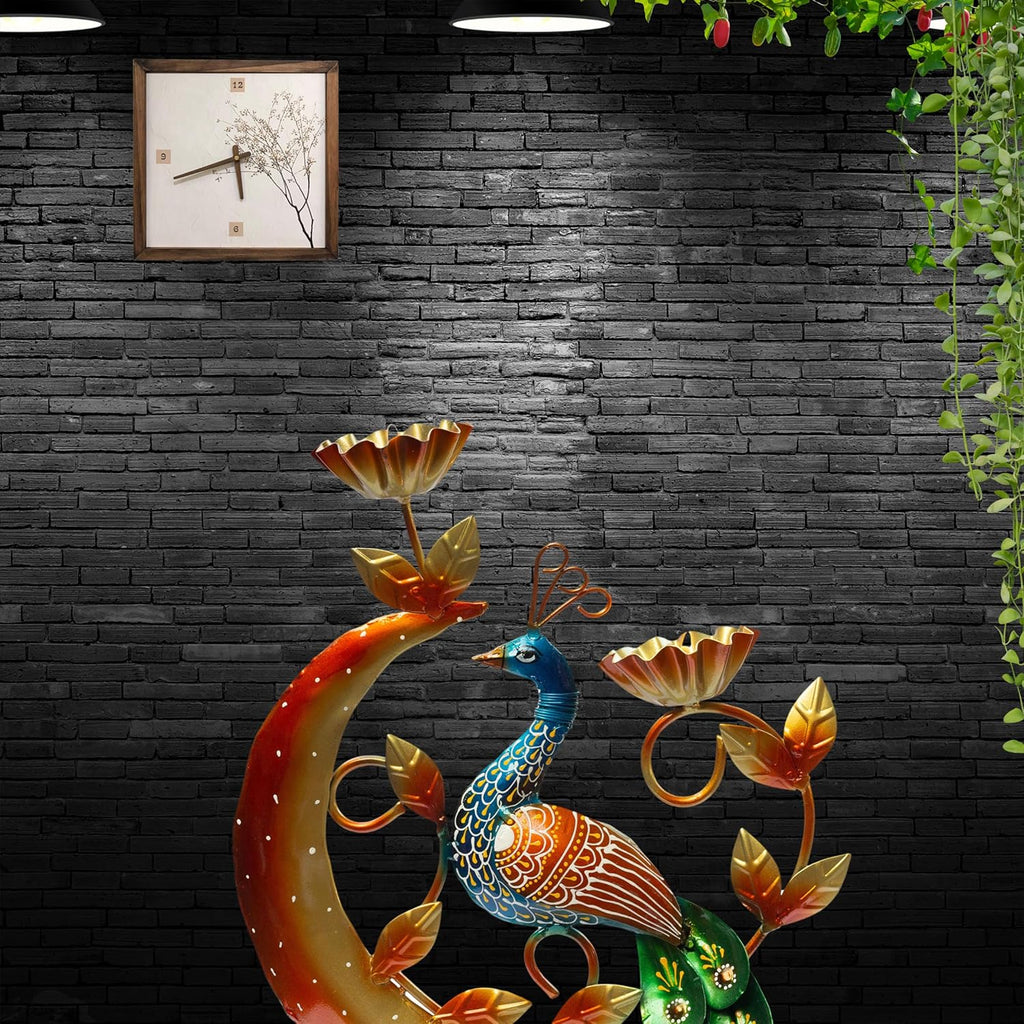 Illuminate Your Space with Elegant Tealight Candle Holder – Decorative Peacock Two Candle Holder for Home Decor
