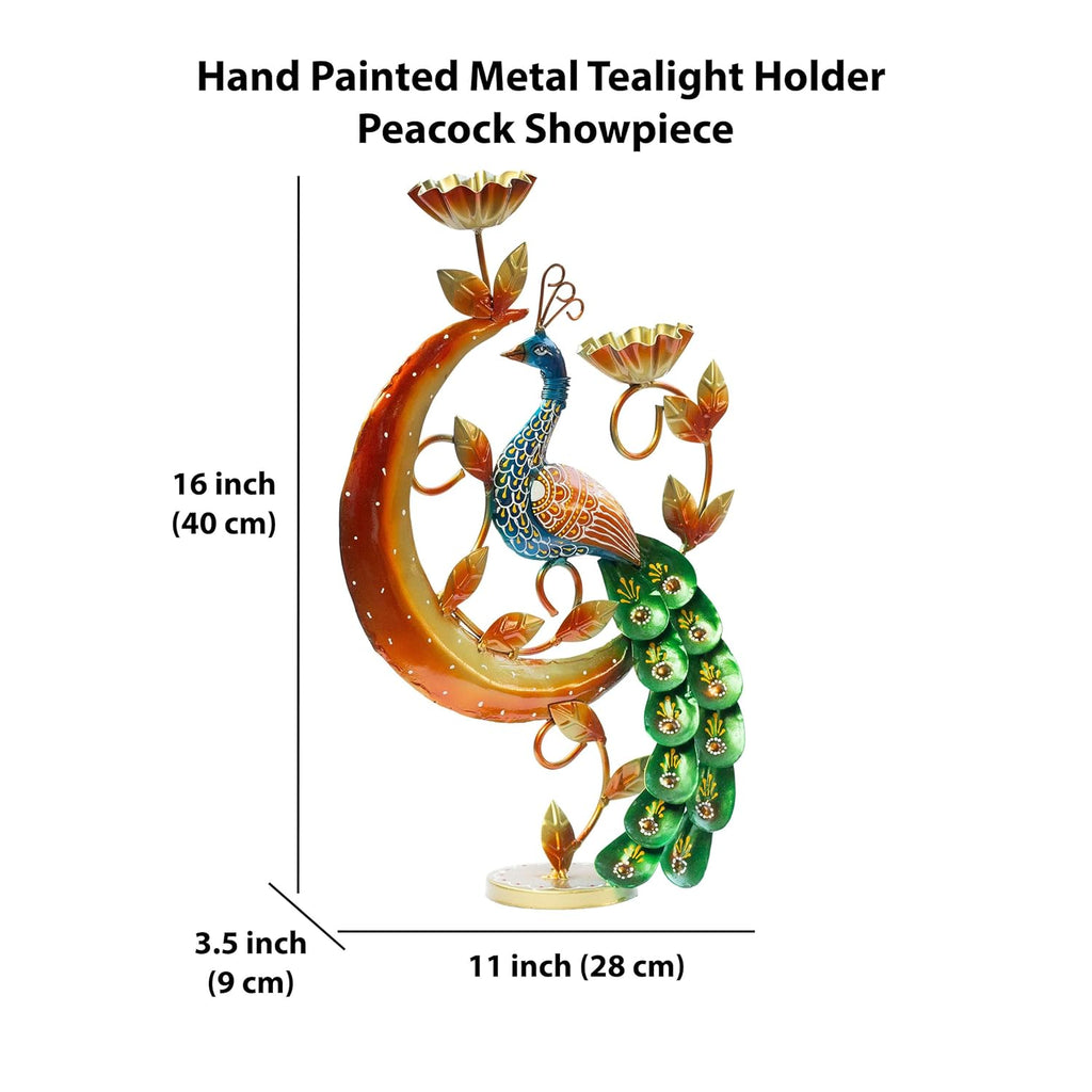 Illuminate Your Space with Elegant Tealight Candle Holder – Decorative Peacock Two Candle Holder for Home Decor