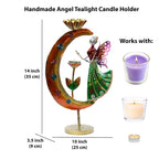 Elegant Angel Tealight Candle Holder. Decorative Two Candle Handmade Iron Showpiece for Living Room, Table, Patio