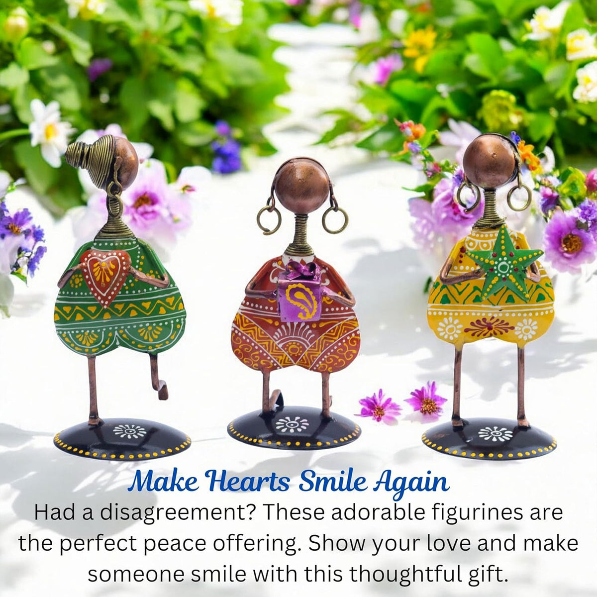 3-Piece Love Figurine Set – Metal Handmade Romantic Gift for Valentine's, Anniversaries, Birthdays & Special Occasions