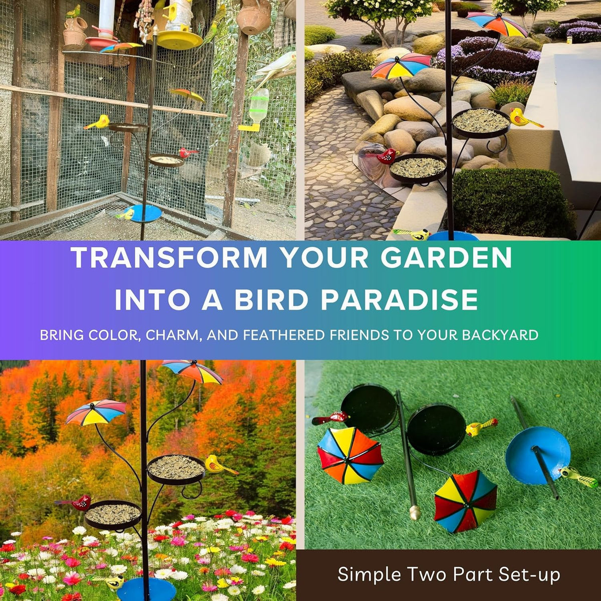 Outdoor Bird Feeder with Water Bowl & Two Seed Trays