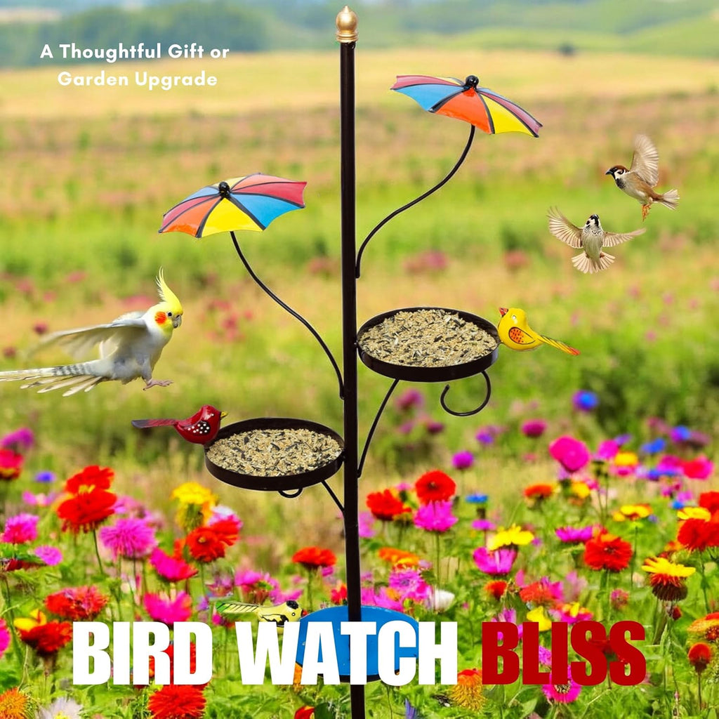 Outdoor Bird Feeder with Water Bowl & Two Seed Trays