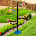Outdoor Bird Feeder with Water Bowl & Two Seed Trays, Rust-Resistant 2-Part Metal Pole – Perfect Garden or Backyard Decor for Bird Watching and Feeding