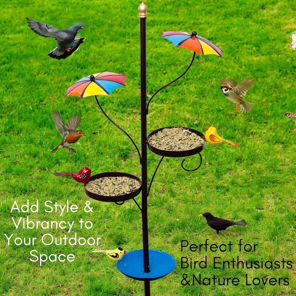 Outdoor Bird Feeder with Water Bowl & Two Seed Trays