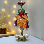 Auspicious Ganpati Tealight Candle Holder (14x6 Inch), Lord Ganesha Four Candle Metal Showpiece for Spiritual Décor, Diwali, Celebrations, Housewarming Presents