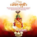 Auspicious Ganpati Tealight Candle Holder (14x6 Inch), Lord Ganesha Four Candle Metal Showpiece for Spiritual Décor