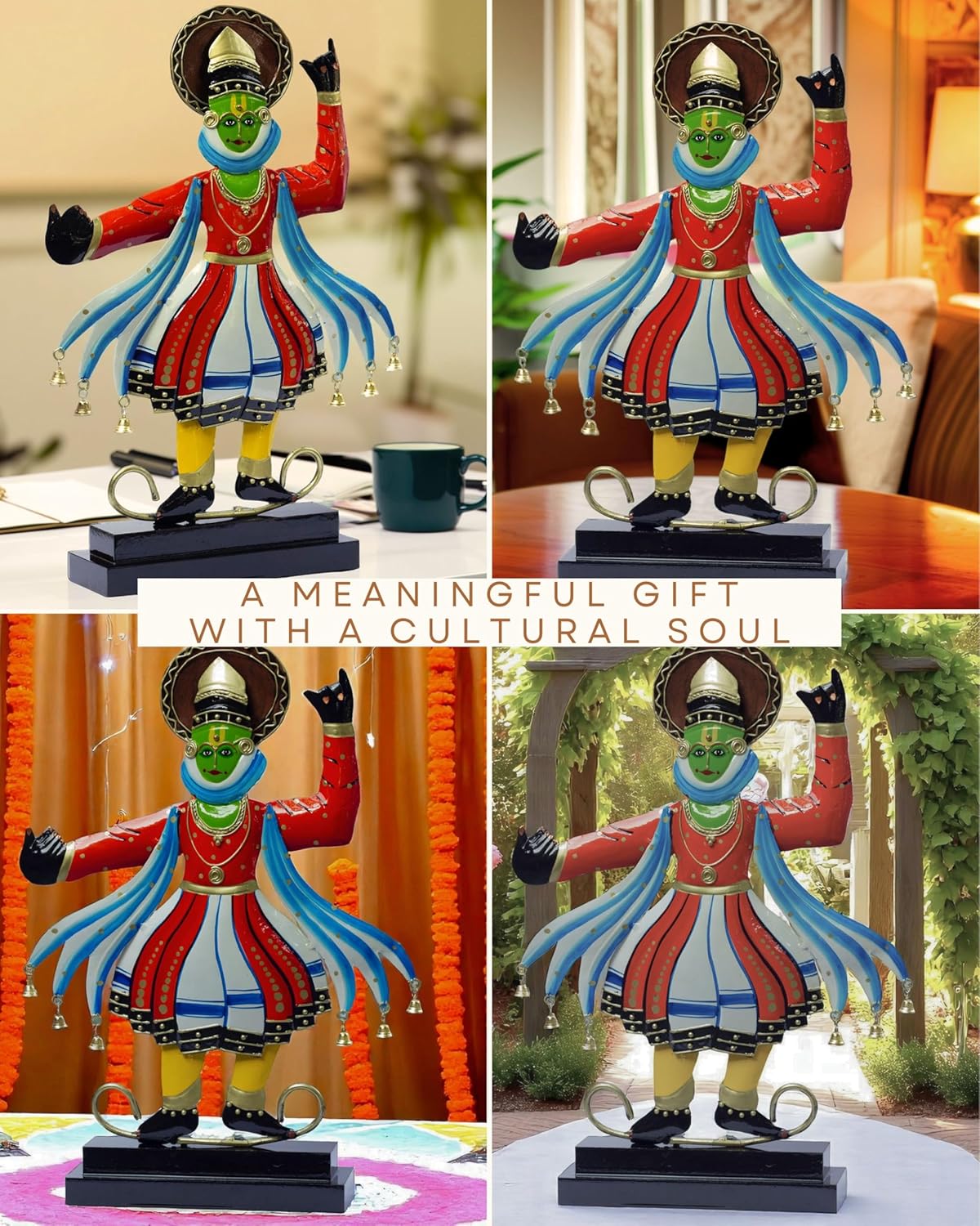 Kathakali Dancer Metal Showpiece – Traditional Kerala Folk Art Classical Dance Figurine