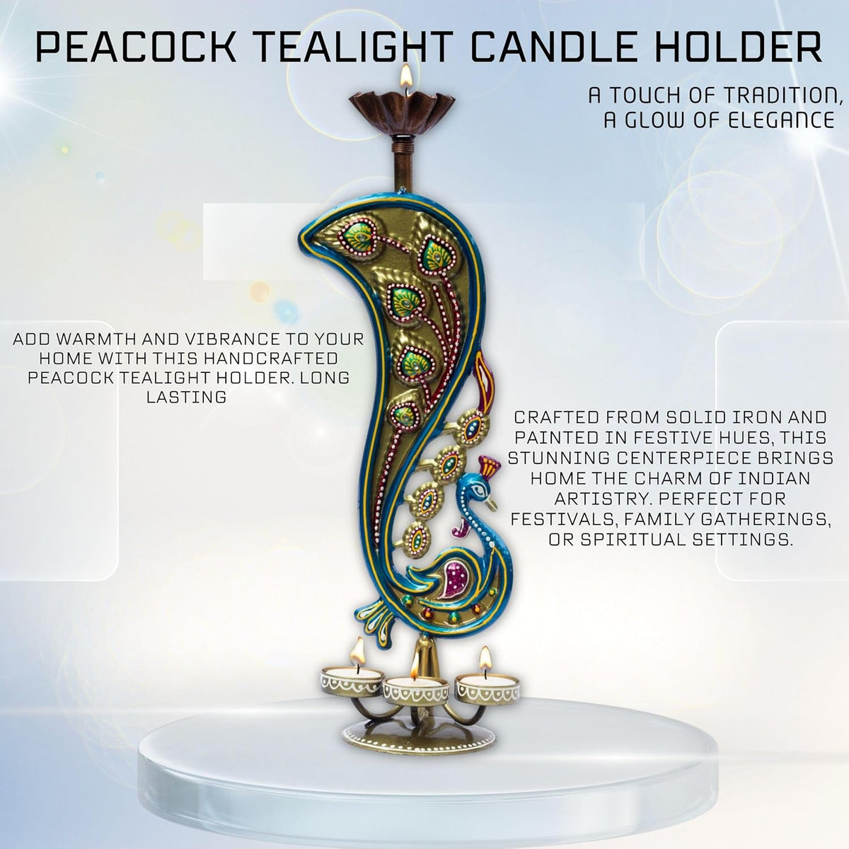 Handcrafted Peacock Tealight Candle Holder