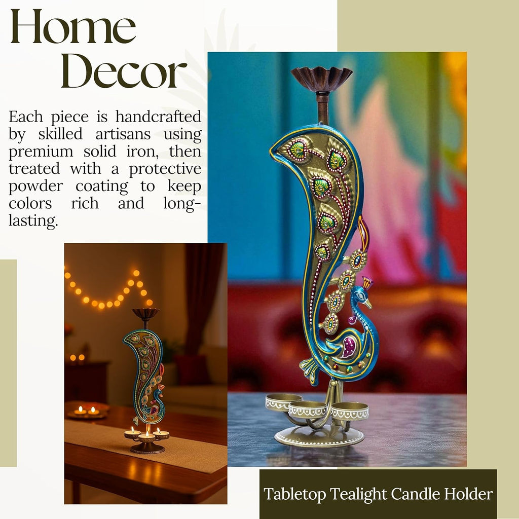 Handcrafted Peacock Tealight Candle Holder