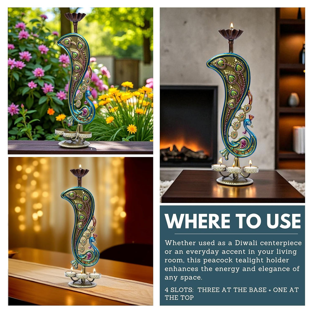 Handcrafted Peacock Tealight Candle Holder