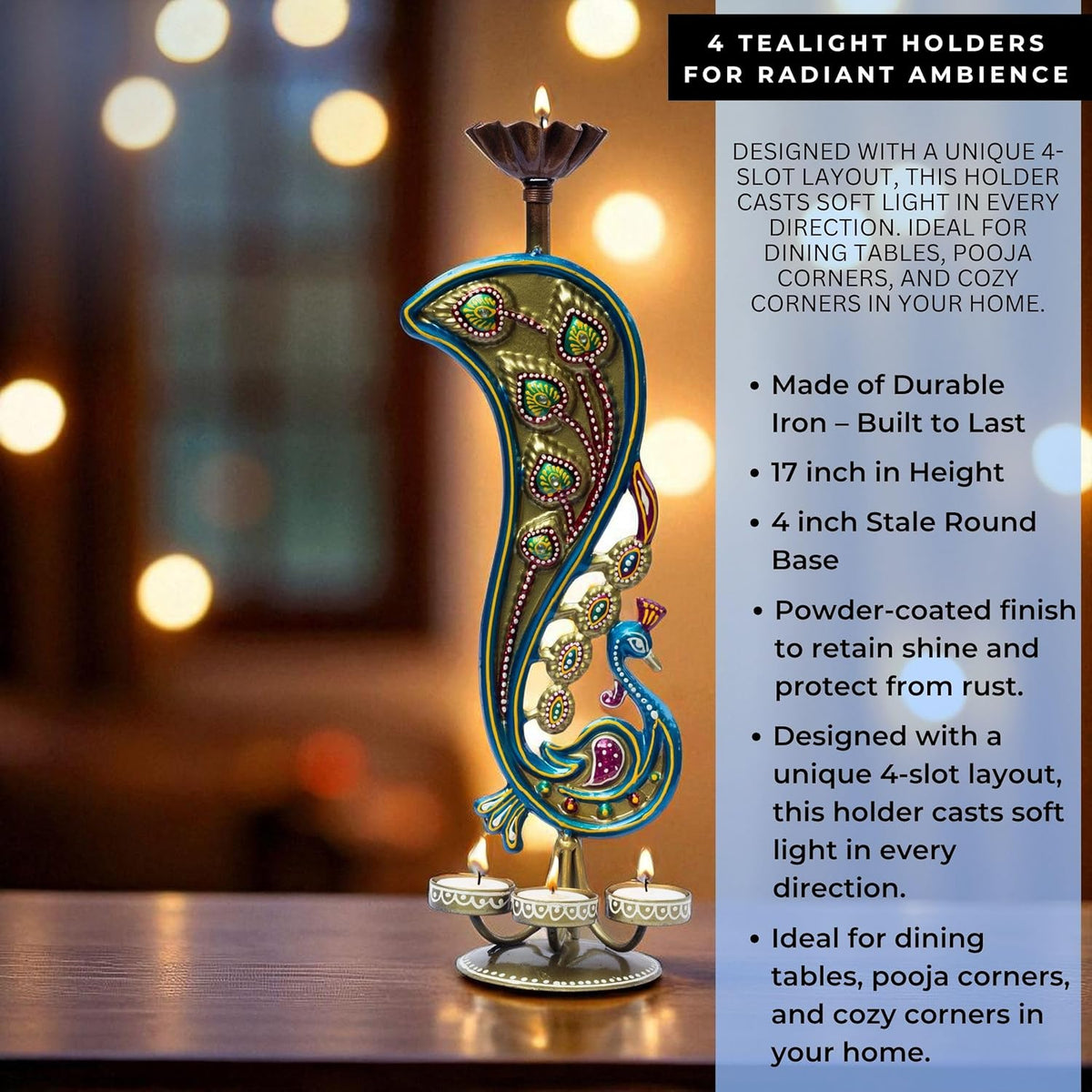 Handcrafted Peacock Tealight Candle Holder