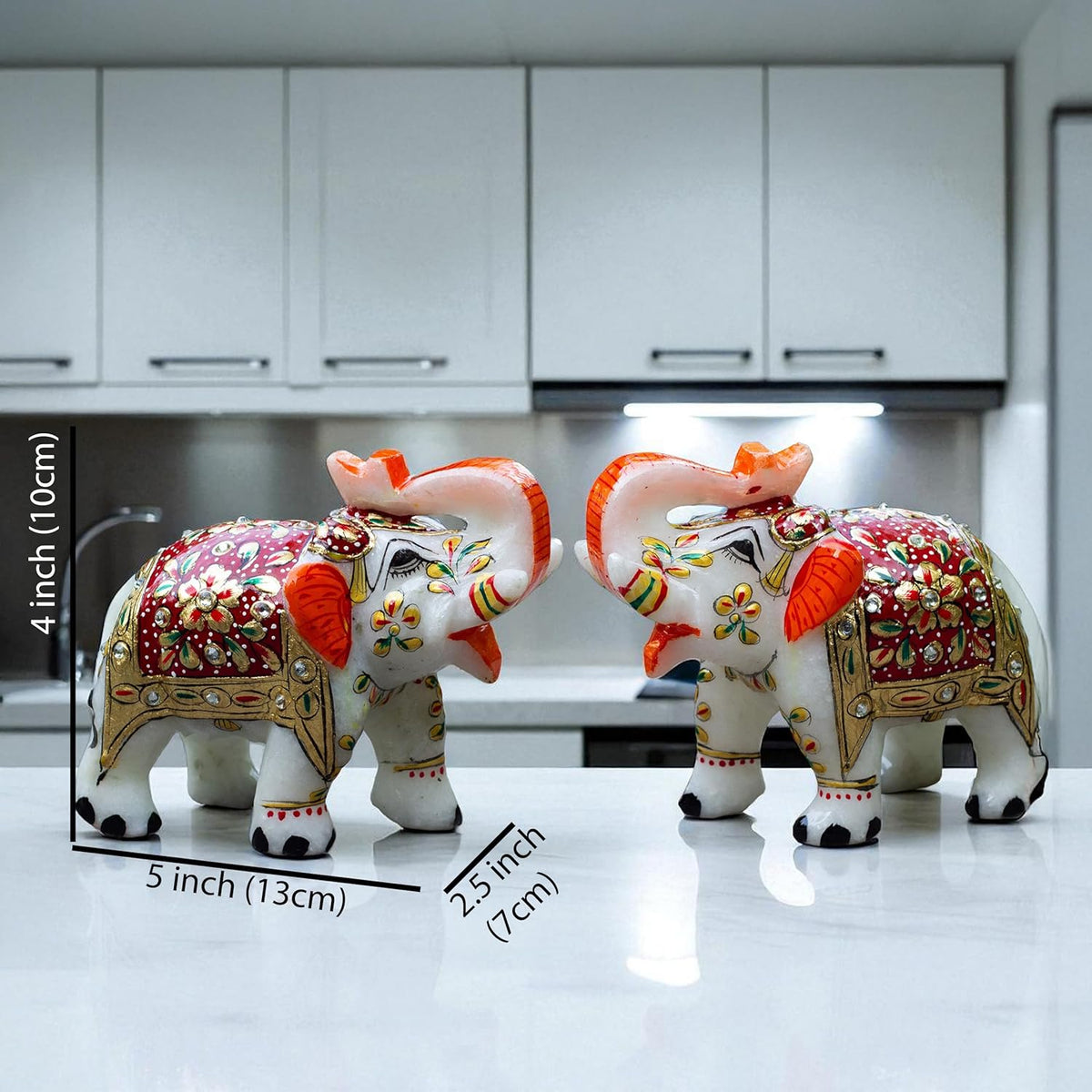 Marble Elephant Statue (4x5 Inch)