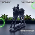 Minimalist Girl on Horse Figurine – Modern Black Resin Showpiece | Elegant Home Decor Accent for Living Room, Study