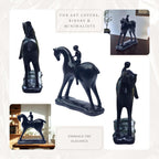Minimalist Girl on Horse Figurine – Modern Black Resin Showpiece | Elegant Home Decor Accent for Living Room, Study