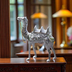 White Metal Camel Showpiece – 9 Inch Silver Finish Figurine | Handcrafted Decorative Animal Statue for Home & Office Decor