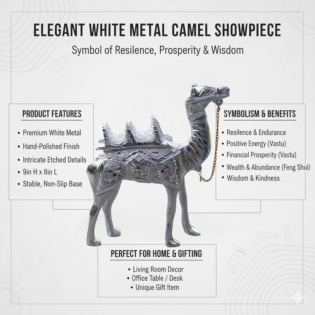 White Metal Camel Showpiece