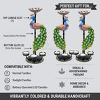 Set of 2 Peacock Tealight Candle Holders