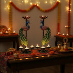 Set of 2 Peacock Tealight Candle Holders