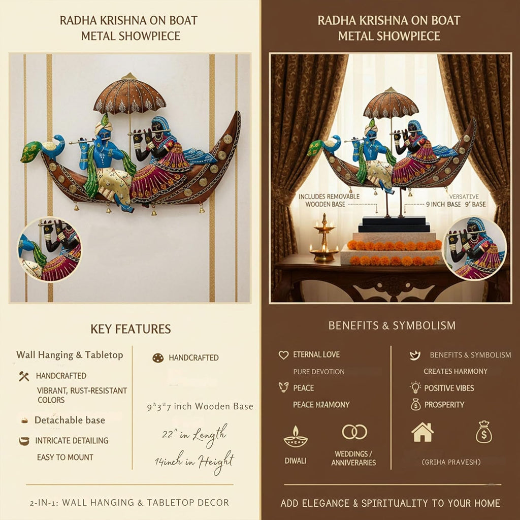 Radha Krishna on Boat Showpiece