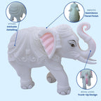 Large Auspicious White Elephant Hathi Showpiece Set of 2 | 8 Inch Vastu Trunk Up Figurine for Home Office Table Diwali