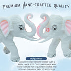 Large Auspicious White Elephant Hathi Showpiece Set of 2 | 8 Inch Vastu Trunk Up Figurine for Home Office Table Diwali