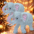 Large Auspicious White Elephant Hathi Showpiece Set of 2 | 8 Inch Vastu Trunk Up Figurine for Home Office Table Diwali Decoration Gifting