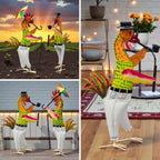 Metal Gentleman Rooster Garden Decor Set of 2 | Iron Chicken Yard Art Statues for Lawn Patio Balcony Home Kitchen Decor