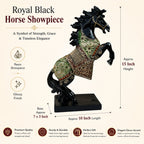 Black Horse Statue Showpiece for Home Decor, Resin, 15 Inch