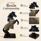 Black Horse Statue Showpiece for Home Decor, Resin, 15 Inch