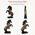 Black Horse Statue Showpiece for Home Decor, Resin, 15 Inch