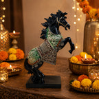 Black Horse Statue Showpiece for Home Decor, Resin, 15 Inch
