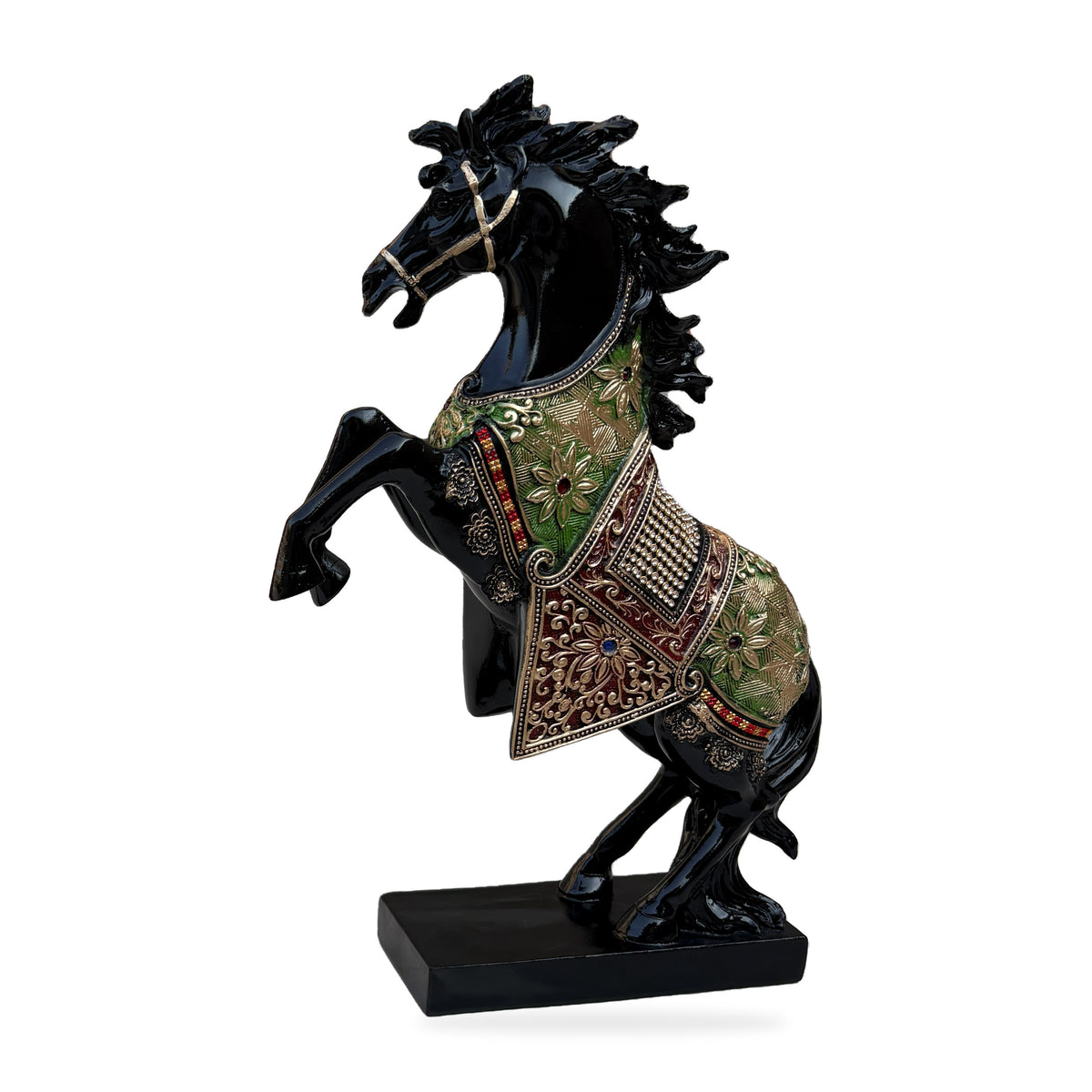 Black Horse Statue Showpiece for Home Decor, Resin, 15 Inch