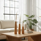 Beech Wood Flower Vase Set of 3 | Modern Tapered Bud Vases for Home & Office