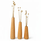 Beech Wood Flower Vase Set of 3 | Modern Tapered Bud Vases for Home & Office