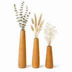 Beech Wood Flower Vase Set of 3 | Modern Tapered Bud Vases for Home & Office