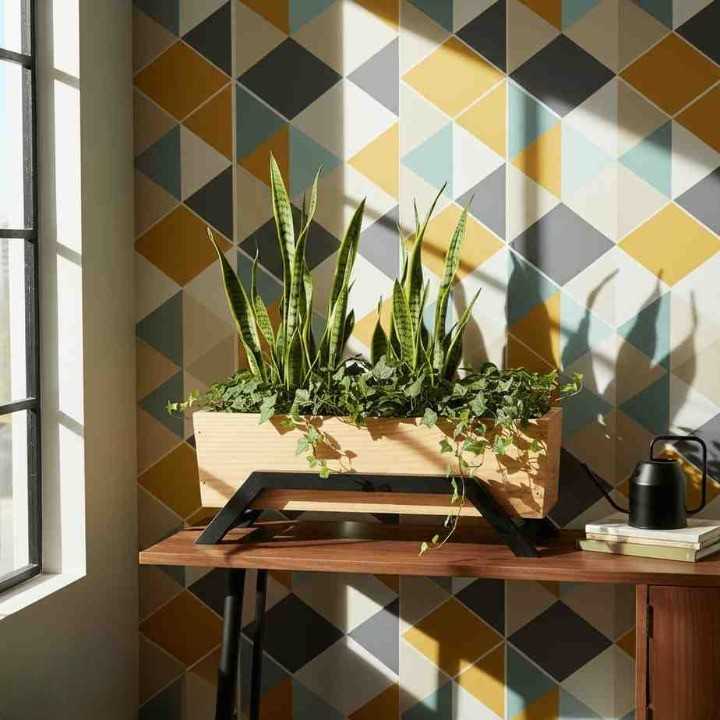 Mango Wood Planter with Metal Stand | Modern Indoor Plant Holder for Home & Office