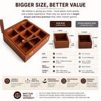 Sheesham Wood 9-Compartment Storage Box | Glass Lid Organizer for Dry Fruits, Spices & Jewelry