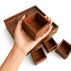 Sheesham Wood 9-Compartment Storage Box | Glass Lid Organizer for Dry Fruits, Spices & Jewelry