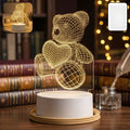 Front view of 3D Teddy Bear LED Night Lamp with heart