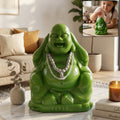 Decorative Laughing Buddha piggy bank with auspicious symbols