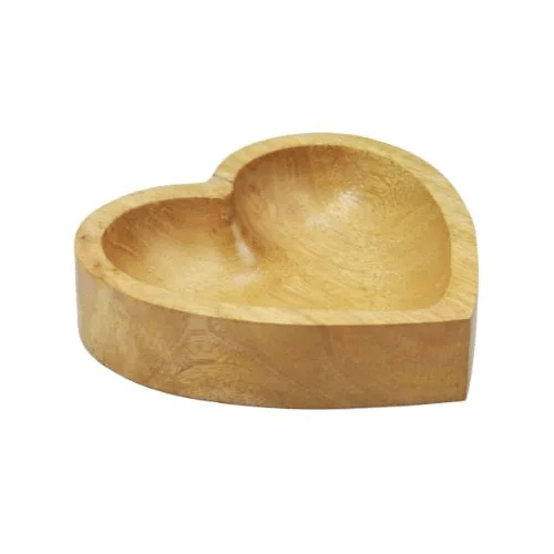 Mango Wood Heart Shaped Jewelry Tray | Trinket Dish for Rings, Earrings & Keys