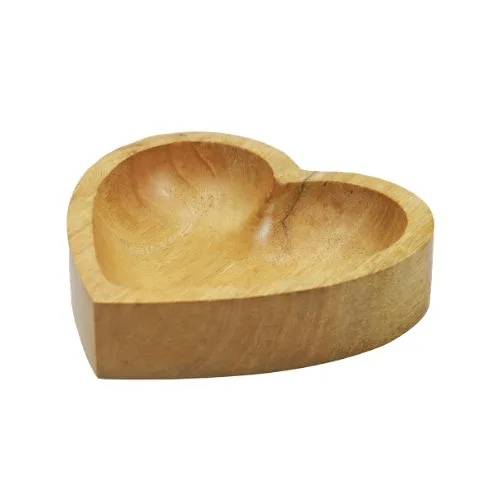 Mango Wood Heart Shaped Jewelry Tray | Trinket Dish for Rings, Earrings & Keys