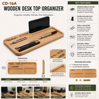 Handcrafted Wooden Desk Organizer with Phone Holder & Multi-Compartment Storage