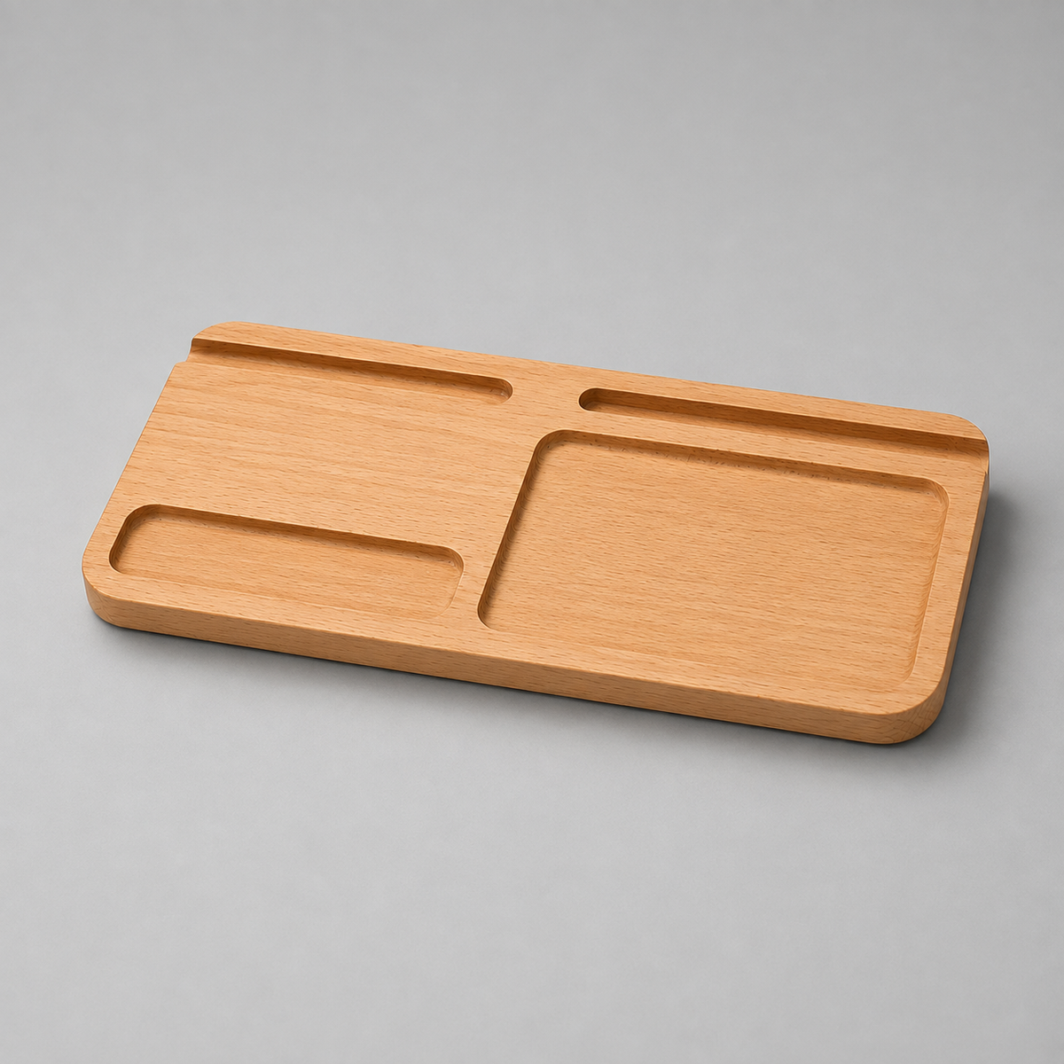 Handcrafted Wooden Desk Organizer with Phone Holder & Multi-Compartment Storage
