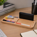 Handcrafted Wooden Desk Organizer with Phone Holder & Multi-Compartment Storage