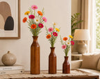 Sheesham Wood Flower Vase | Rustic Brown Decor for Dried Flowers, Home & Office