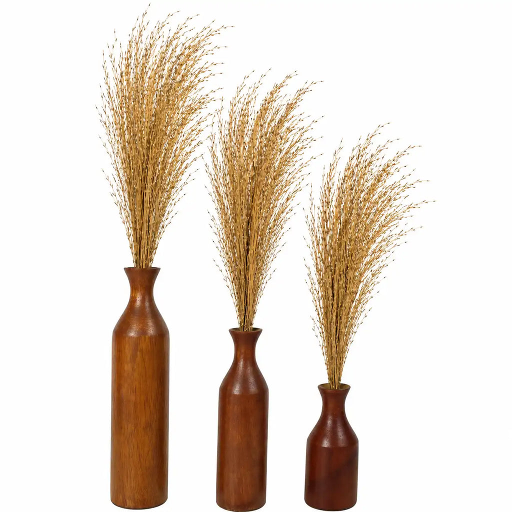 Sheesham Wood Flower Vase | Rustic Brown Decor for Dried Flowers, Home & Office